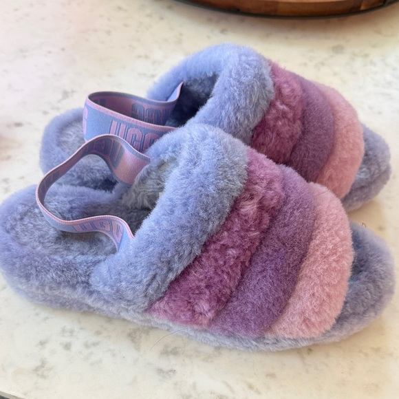 UGG Purple and Pink Fluffy Slippers - Picture 2 of 9